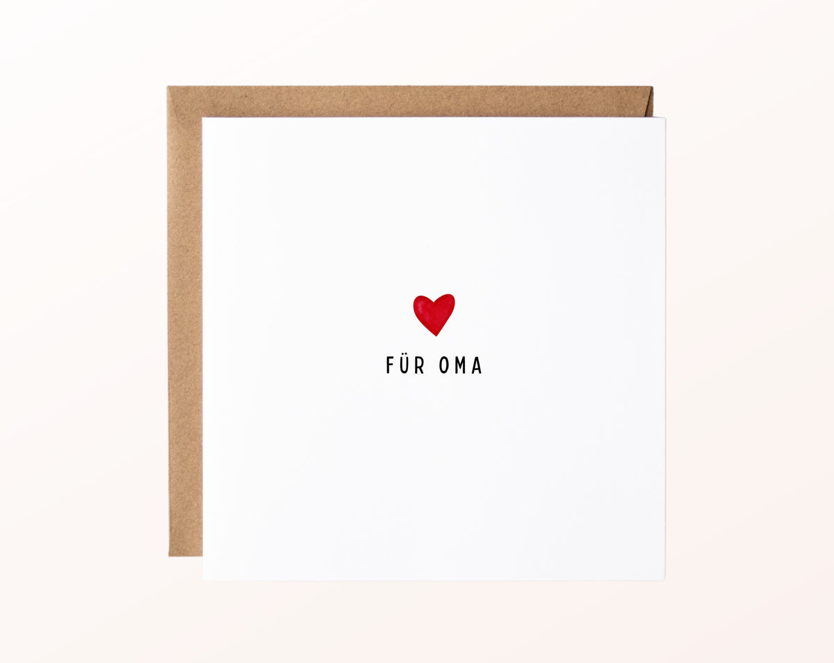 Minimalistische Karte für Oma mit rotem Herz