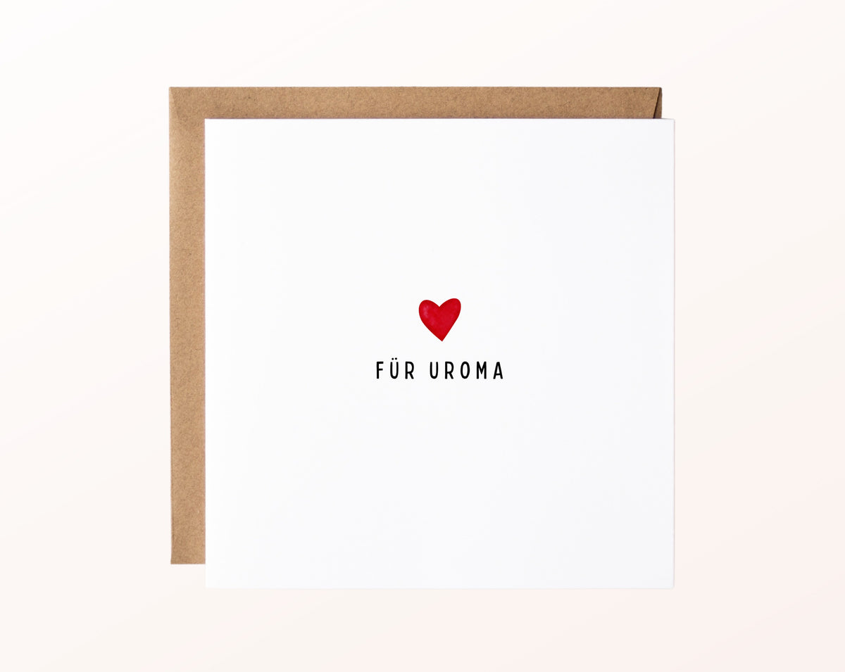 Minimalistische Karte für Uroma mit rotem Herz