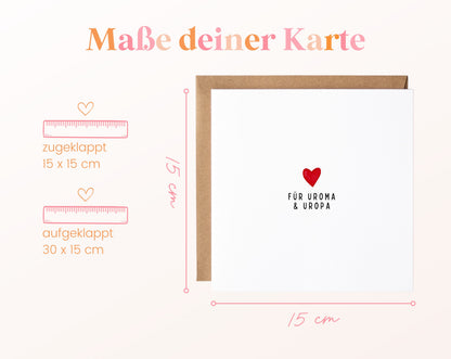 Maße der Karte Für Uroma & Uropa: 15 × 15 cm