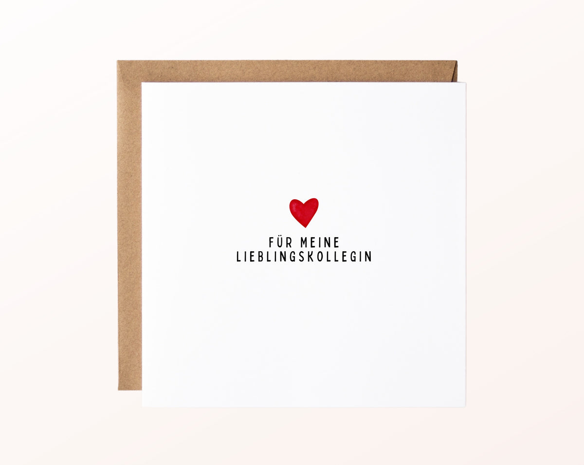Minimalistische Karte für die Lieblingskollegin mit rotem Herz