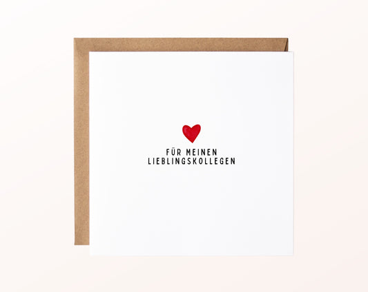 Minimalistische Karte für den Lieblingskollegen mit rotem Herz