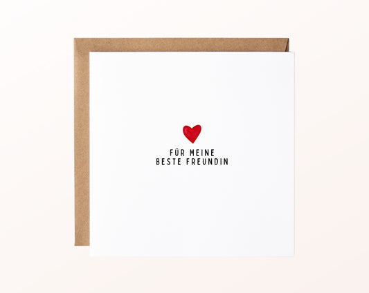Minimalistische Karte für die beste Freundin mit rotem Herz