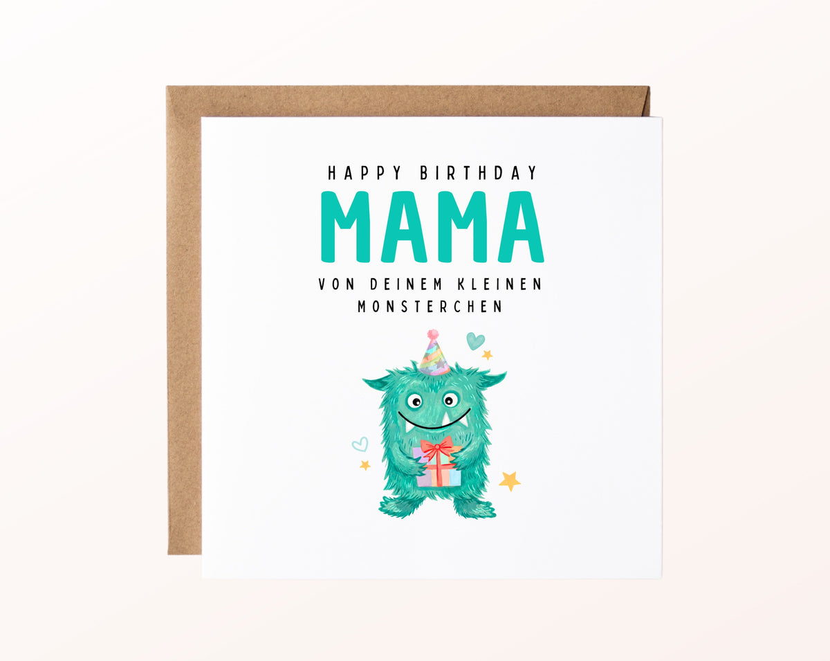 Geburtstagskarte Mama – Von Deinem kleinen Monsterchen – mit Karte und Kraftpapierumschlag