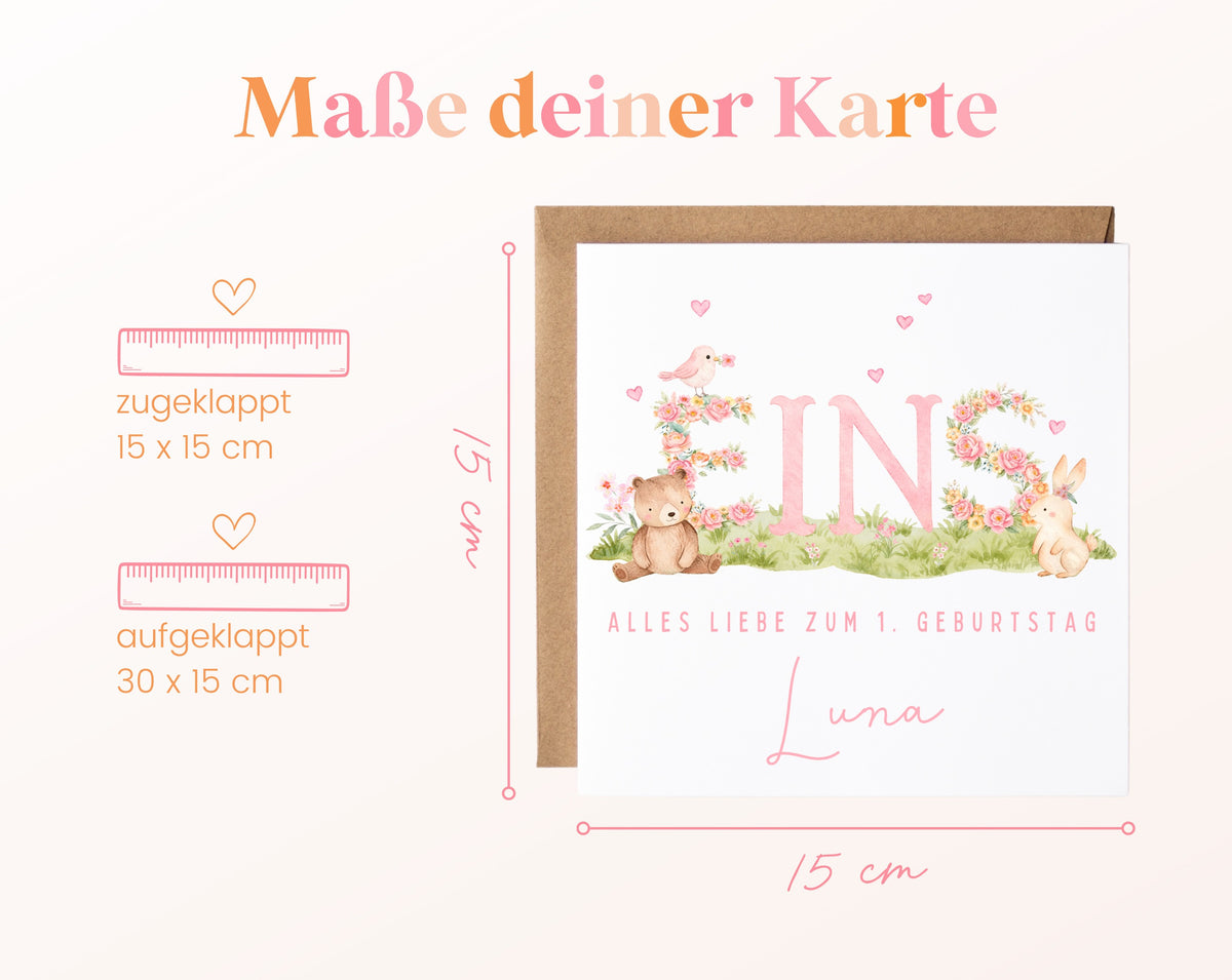 Maße der Grußkarte
