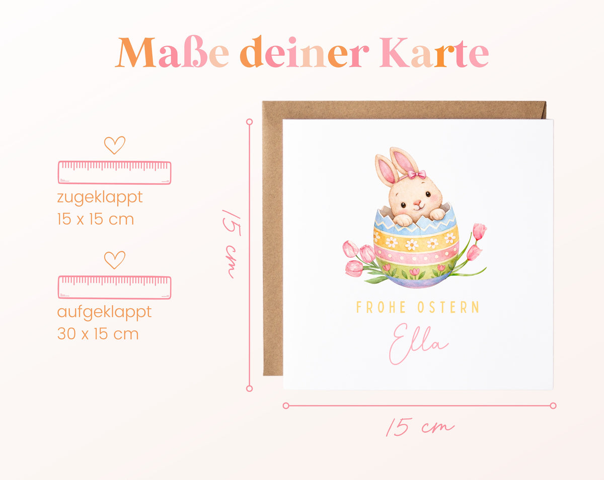 Maße der Osterkarte: 15 × 15 cm geschlossen