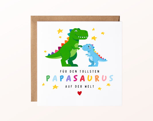 Papasaurus – Dino-Karte zum Geburtstag und Vatertag – 02_karte_pur_rose