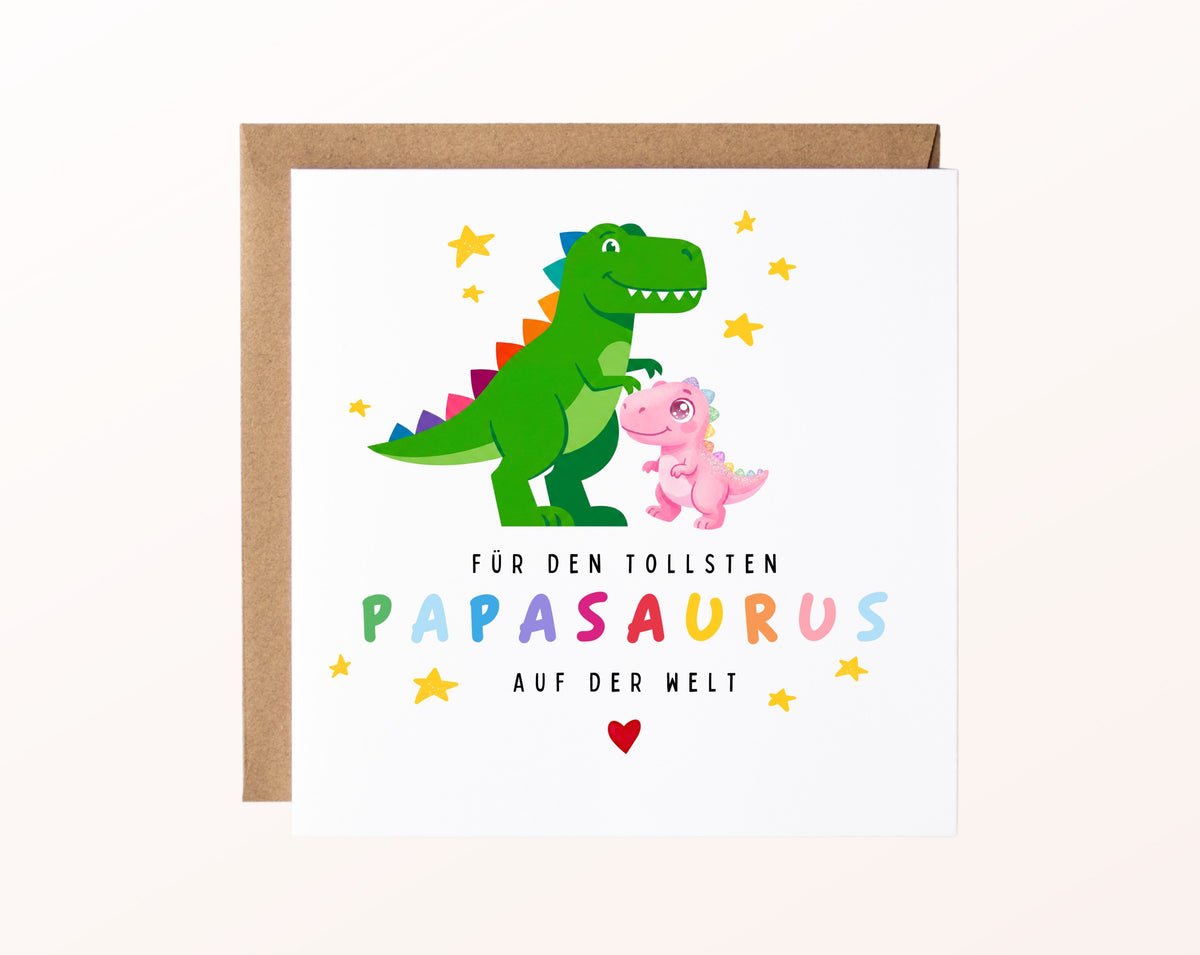 Papasaurus – Dino-Karte zum Geburtstag und Vatertag – 02_karte_pur_rose