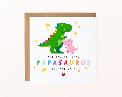 Papasaurus – Dino-Karte zum Geburtstag und Vatertag – 02_karte_pur_rose