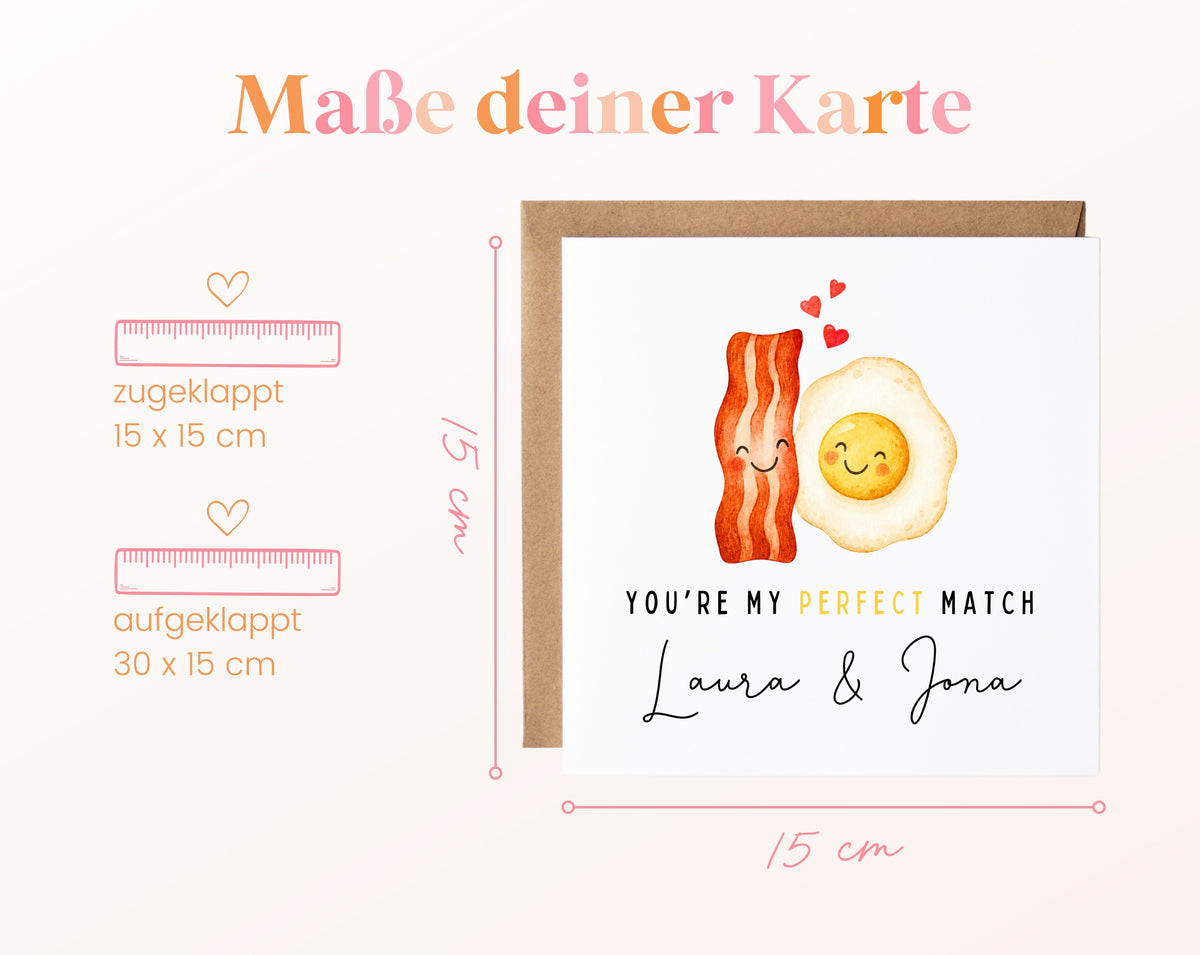 Personalisierte Karte Bacon und Spiegelei – Maße