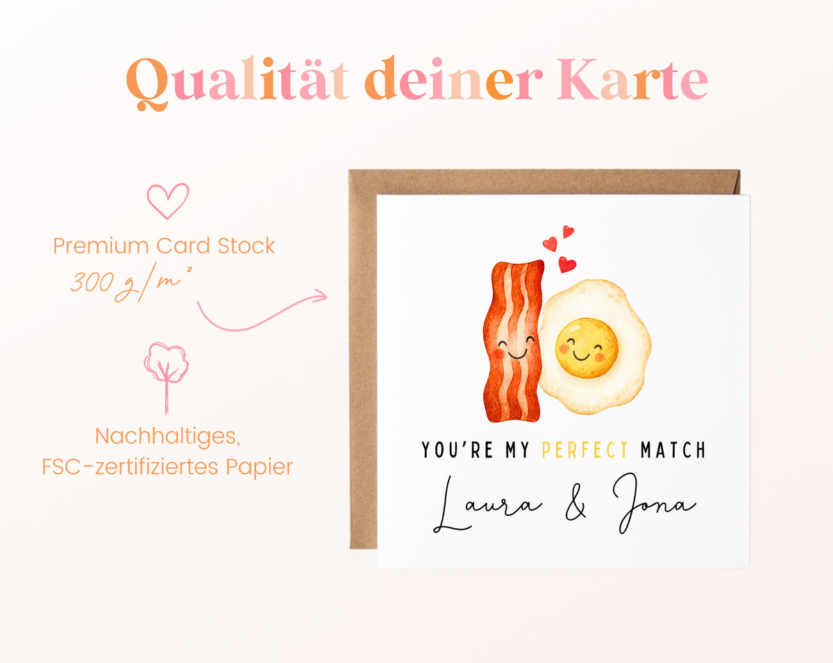 Personalisierte Karte Bacon und Spiegelei – Papierqualität