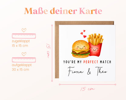 Personalisierte Karte Burger und Pommes – Maße