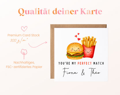 Personalisierte Karte Burger und Pommes – Papierqualität