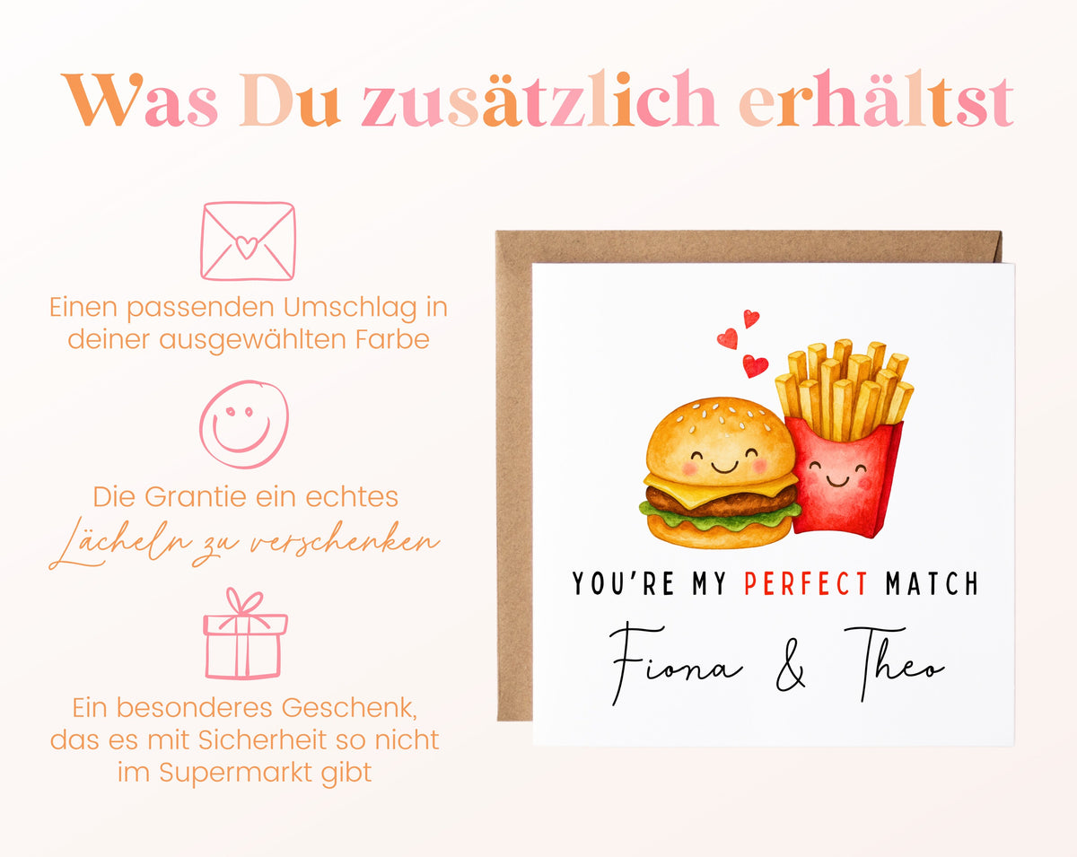 Personalisierte Karte Burger und Pommes – Zusätzliche Informationen