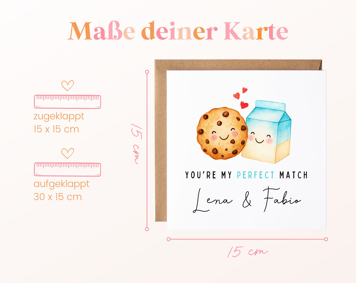 Personalisierte Karte Cookie und Milch – Maße
