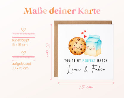 Personalisierte Karte Cookie und Milch – Maße