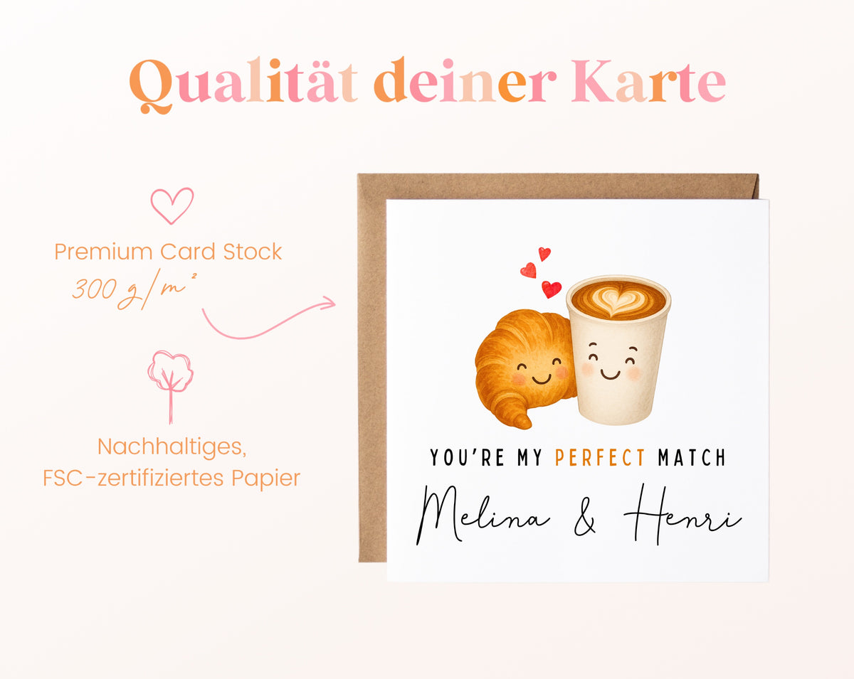 Personalisierte Karte Croissant und Kaffee – Papierqualität