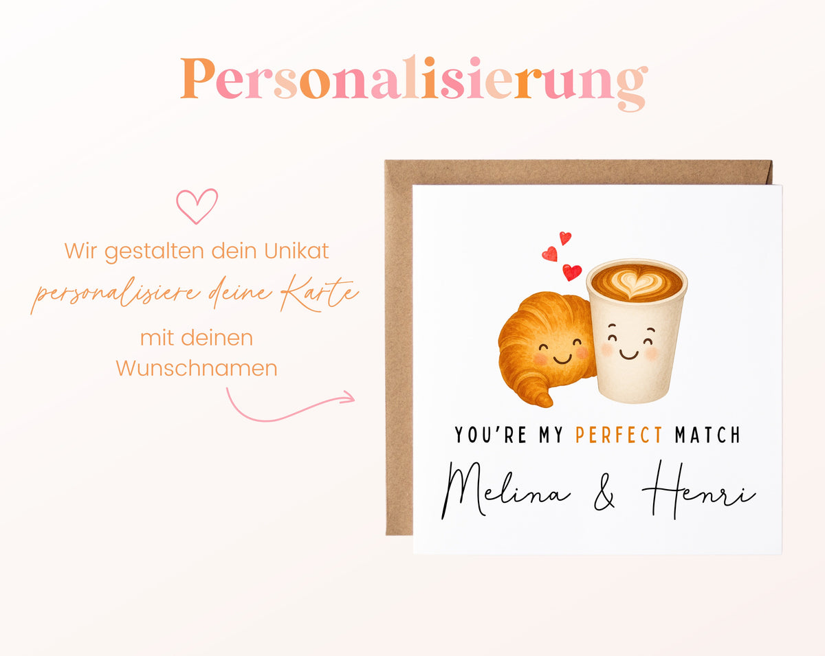 Personalisierte Karte Croissant und Kaffee – Personalisierung