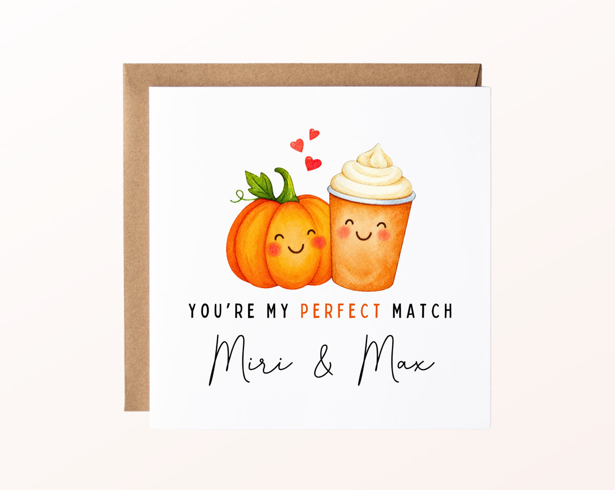 Personalisierte Karte Kürbis und Pumpkin Spice Latte – Kartenmotiv