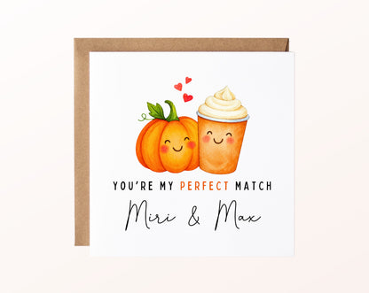 Personalisierte Karte Kürbis und Pumpkin Spice Latte – Kartenmotiv