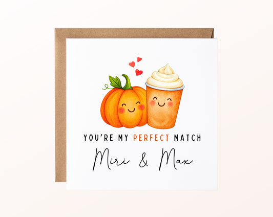 Personalisierte Karte Kürbis und Pumpkin Spice Latte – Kartenmotiv