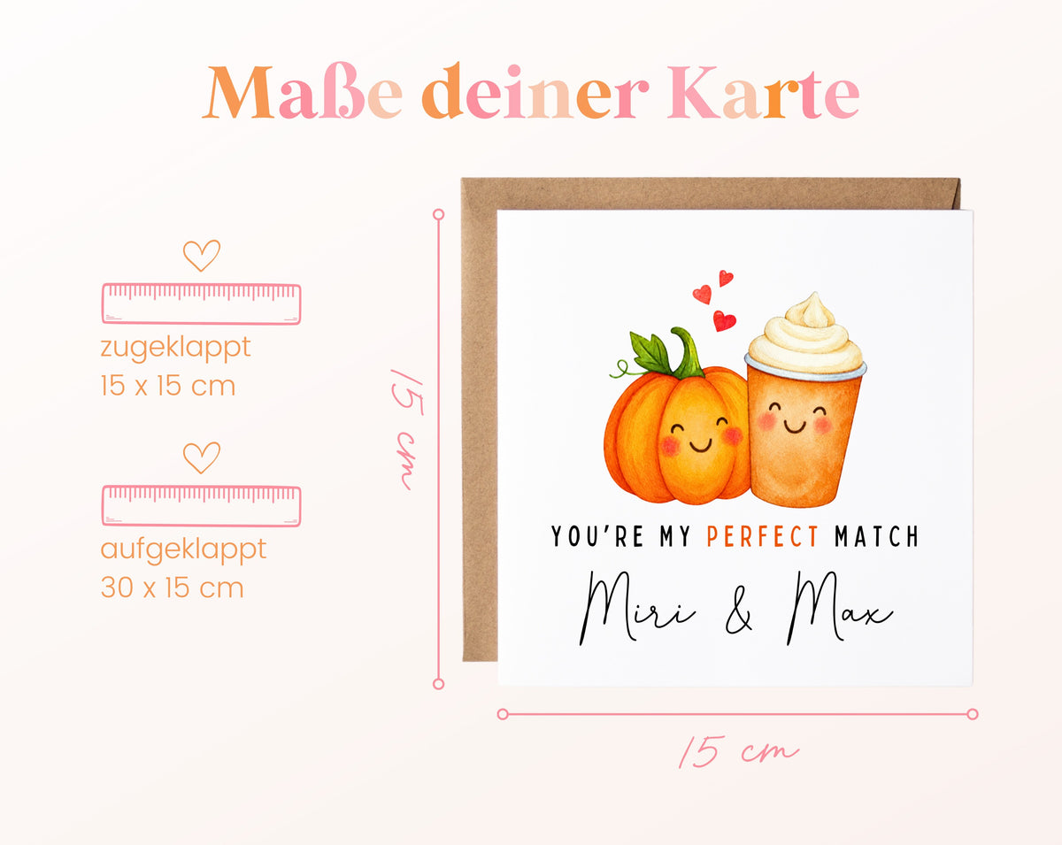 Personalisierte Karte Kürbis und Pumpkin Spice Latte – Maße