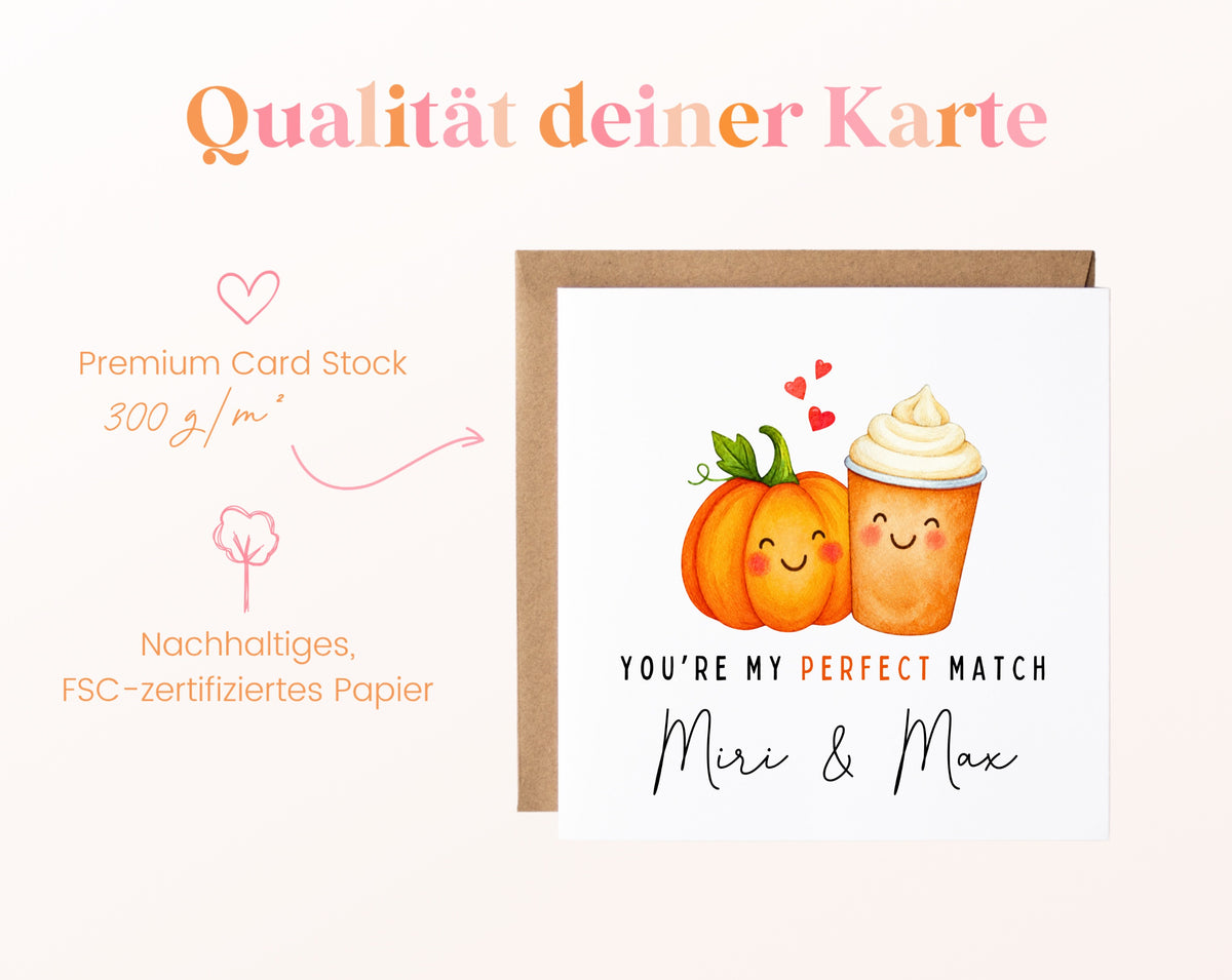 Personalisierte Karte Kürbis und Pumpkin Spice Latte – Papierqualität