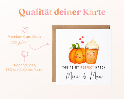 Personalisierte Karte Kürbis und Pumpkin Spice Latte – Papierqualität