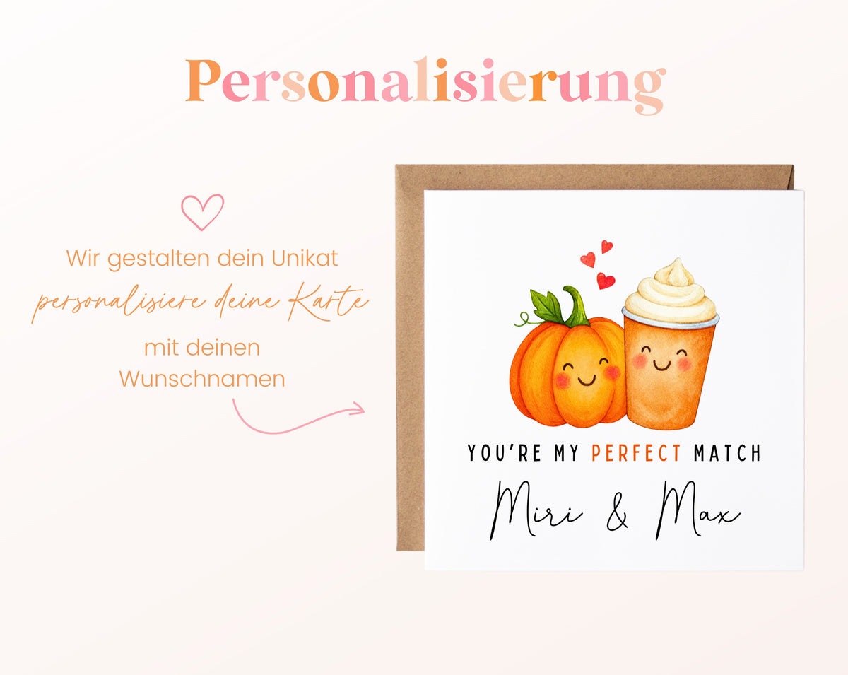 Personalisierte Karte Kürbis und Pumpkin Spice Latte – Personalisierung