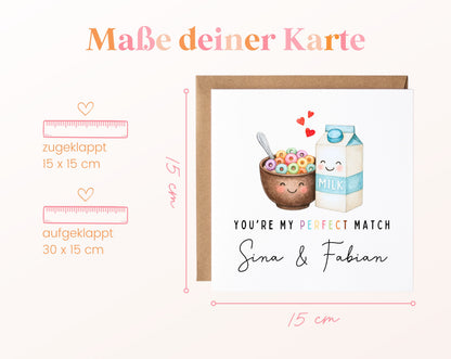 Personalisierte Karte Müsli und Milch – Maße