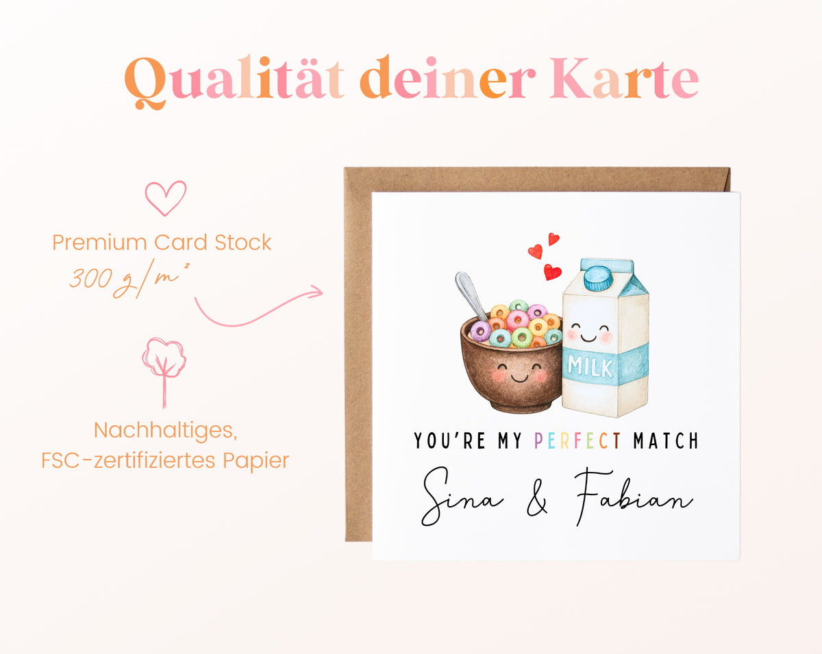 Personalisierte Karte Müsli und Milch – Papierqualität