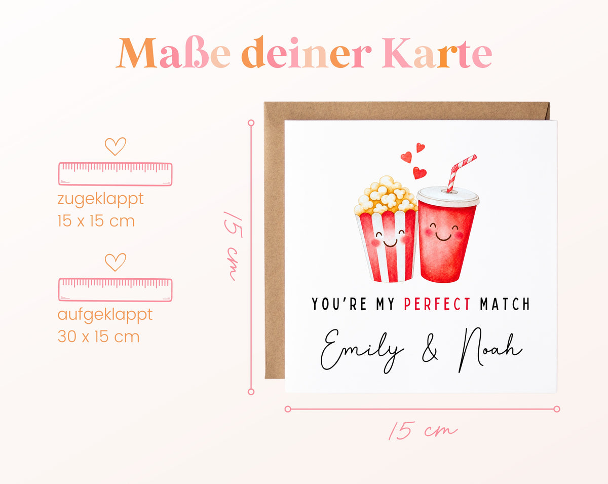 Personalisierte Karte Popcorn und Cola – Maße