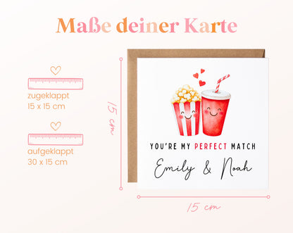 Personalisierte Karte Popcorn und Cola – Maße