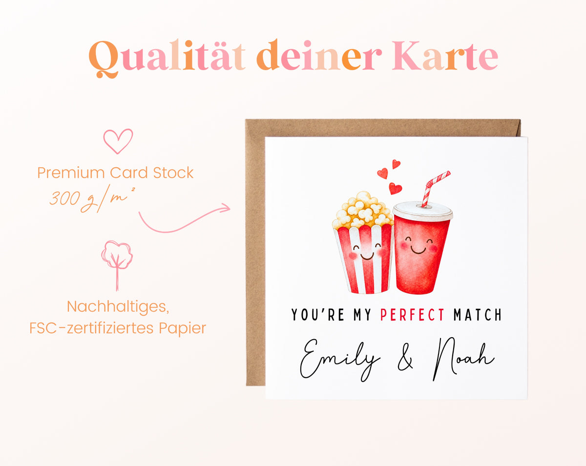 Personalisierte Karte Popcorn und Cola – Papierqualität
