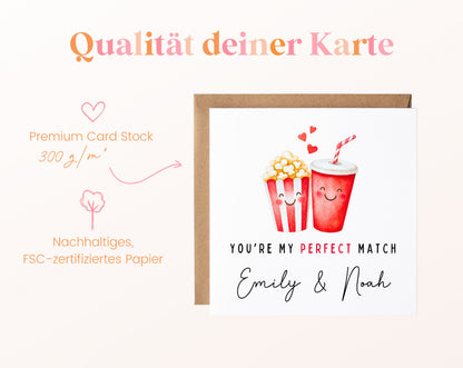 Personalisierte Karte Popcorn und Cola – Papierqualität