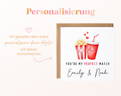 Personalisierte Karte Popcorn und Cola – Personalisierung