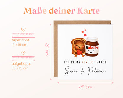 Personalisierte Karte Toast und Nuss-Nougat-Creme – Maße