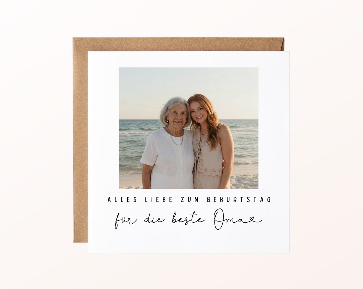 Fotokarte zum Geburtstag – Für die beste Oma – Herzensmoment – 02 karte pur rose