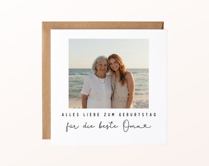 Fotokarte zum Geburtstag – Für die beste Oma – Herzensmoment – 02 karte pur rose