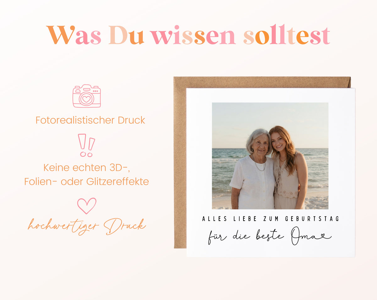 Fotokarte zum Geburtstag – Für die beste Oma – Herzensmoment – 03 wissen