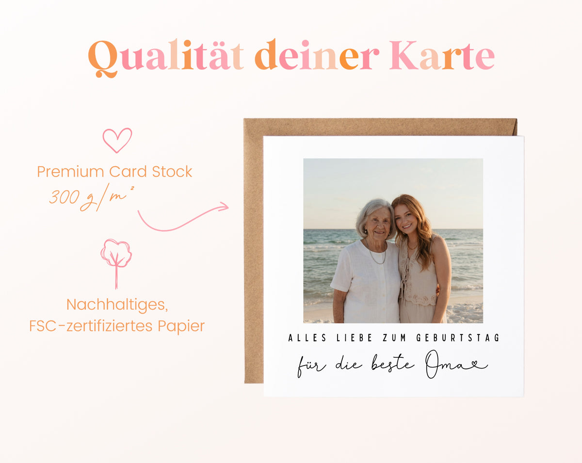 Fotokarte zum Geburtstag – Für die beste Oma – Herzensmoment – 05B qualitaet 300