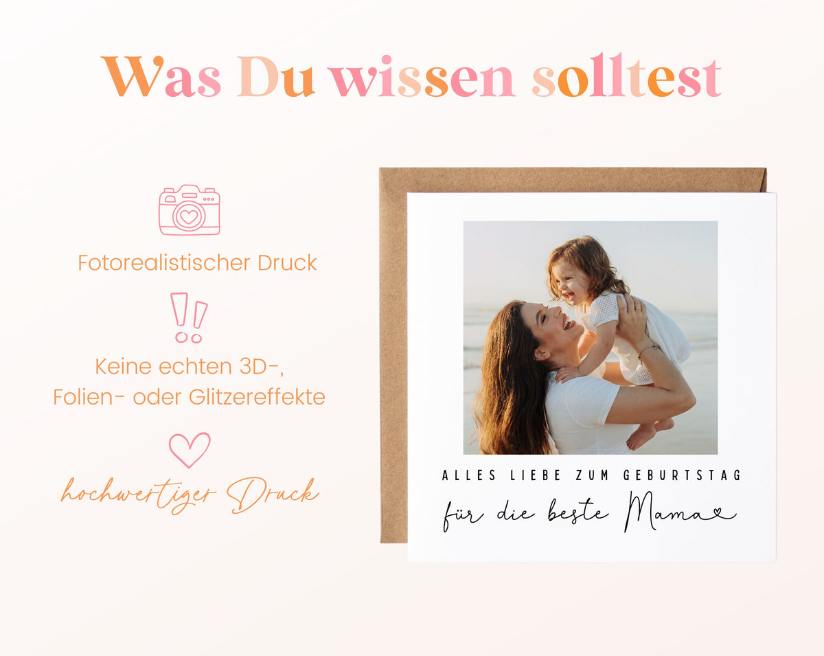 Fotokarte zum Geburtstag – Für die beste Mama – Lieblingsmoment – 03 wissen