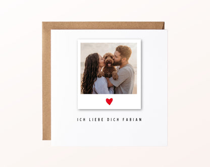 Fotokarte zum Geburtstag – Polaroid Ich liebe dich – 02 karte pur rose