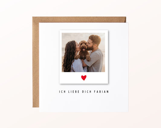 Fotokarte zum Geburtstag – Polaroid Ich liebe dich – 02 karte pur rose