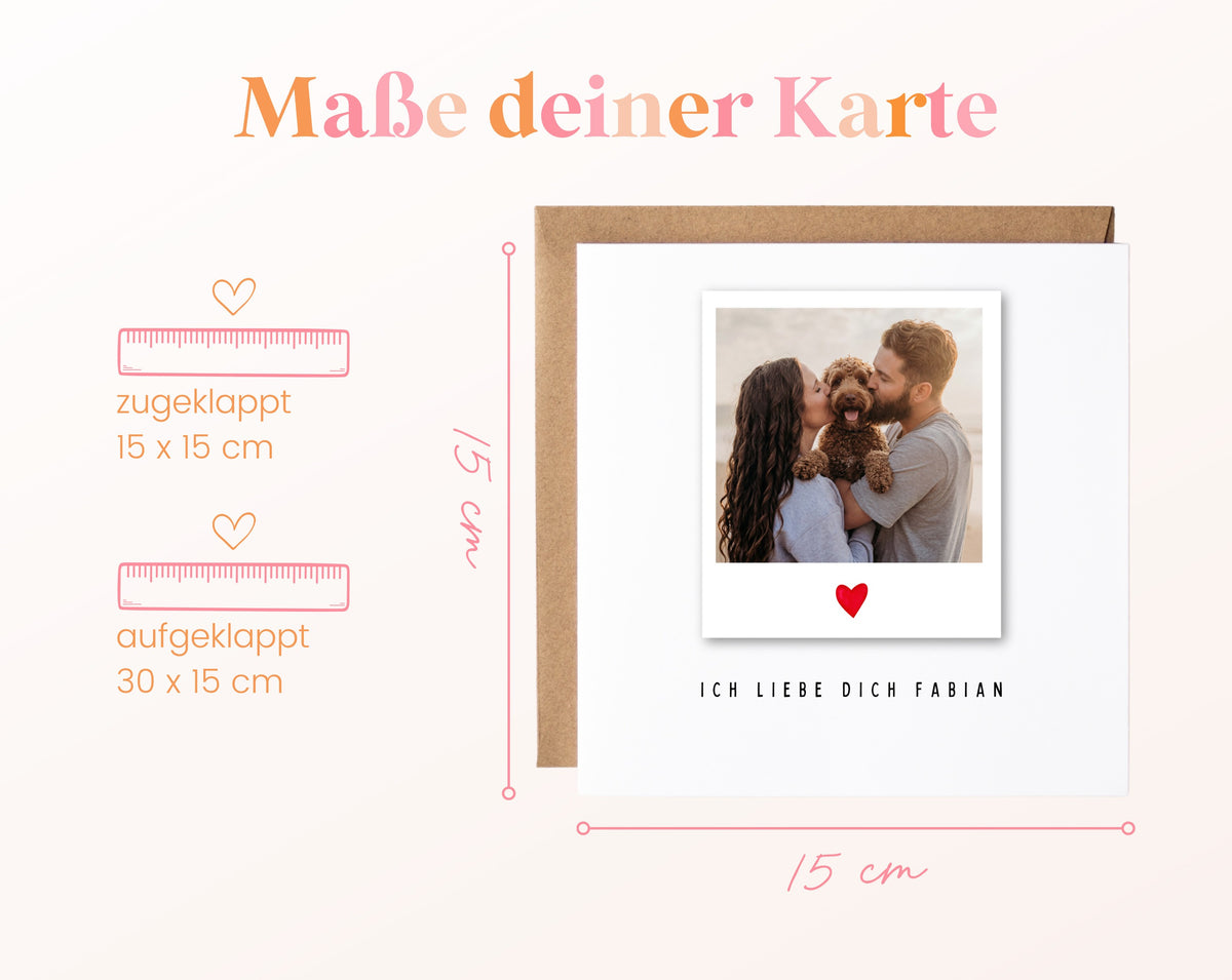 Fotokarte zum Geburtstag – Polaroid Ich liebe dich – 04 masse
