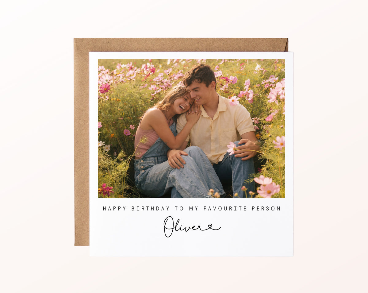 Fotokarte zum Geburtstag – Happy Birthday to my favourite person – 02 karte pur rose