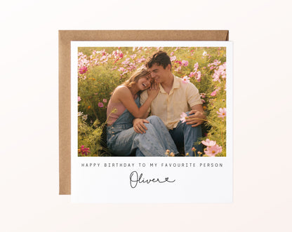 Fotokarte zum Geburtstag – Happy Birthday to my favourite person – 02 karte pur rose