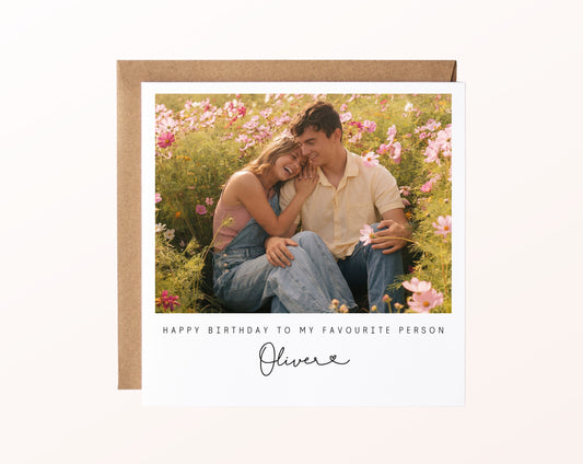 Fotokarte zum Geburtstag – Happy Birthday to my favourite person – 02 karte pur rose