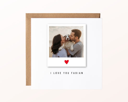 Fotokarte zum Geburtstag – Polaroid I love you – 02 karte pur rose