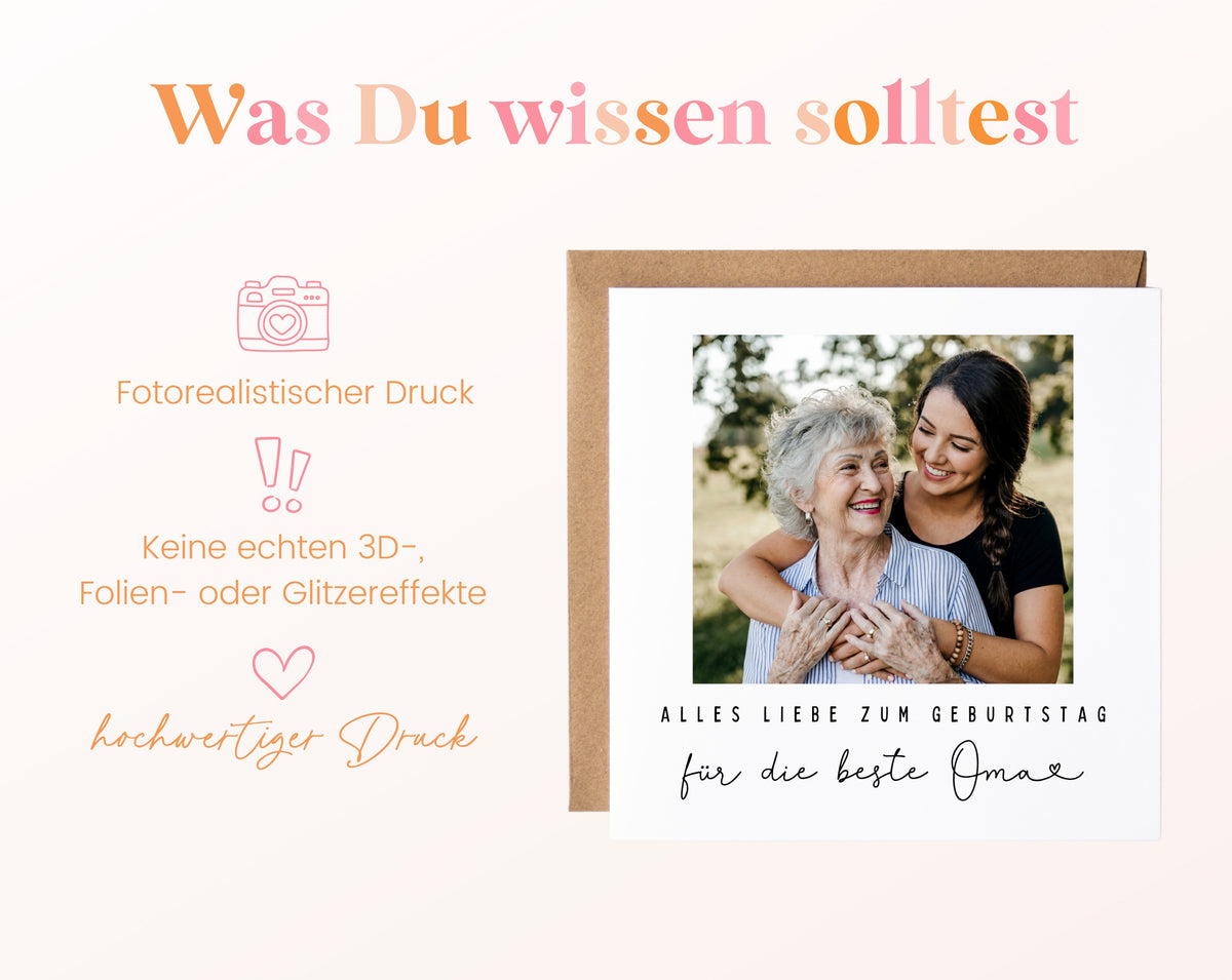 Fotokarte zum Geburtstag – Für die beste Oma – 03 wissen