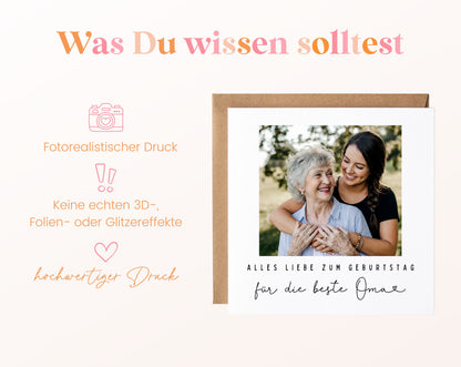 Fotokarte zum Geburtstag – Für die beste Oma – 03 wissen